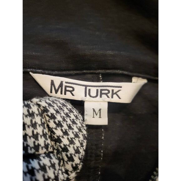 Mr. Turk Short Jumpsuit Men's Medium Black White Houndstooth Hooded Resort - Picture 5 of 9